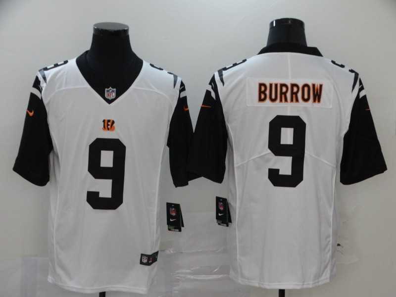 Mens Cincinnati Bengals #9 Joe Burrow White 2020 Color Rush Stitched NFL Nike Limited Jersey